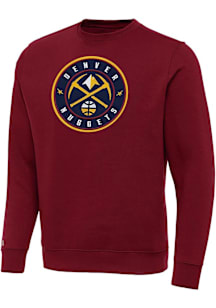 Antigua Denver Nuggets Mens Cardinal Full Front Victory Long Sleeve Crew Sweatshirt