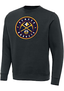 Antigua Denver Nuggets Mens Charcoal Full Front Victory Long Sleeve Crew Sweatshirt