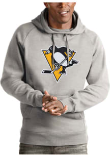 Antigua Pittsburgh Penguins Mens Grey Victory Long Sleeve Hoodie
