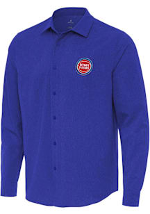 Antigua Detroit Pistons Mens Blue Exposure Long Sleeve Dress Shirt