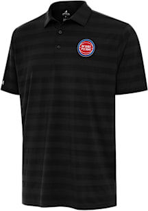 Antigua Detroit Pistons Mens Black Tunnel Short Sleeve Polo