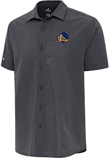 Antigua Golden State Warriors Mens Black Activate Short Sleeve Dress Shirt
