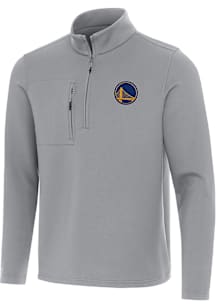 Antigua Golden State Warriors Mens Grey Insider Long Sleeve Qtr Zip Pullover