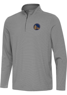 Antigua Golden State Warriors Mens Black Twine Long Sleeve Qtr Zip Pullover