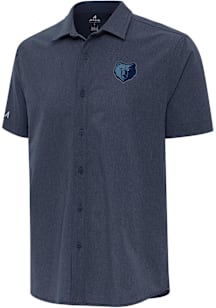Antigua Memphis Grizzlies Mens Navy Blue Alternate Activate Short Sleeve Dress Shirt