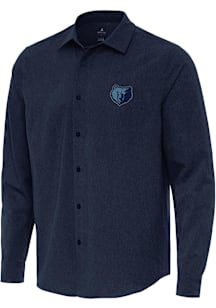 Antigua Memphis Grizzlies Mens Navy Blue Alternate Exposure Long Sleeve Dress Shirt