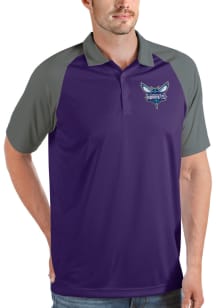 Antigua Charlotte Hornets Mens Purple Nova Short Sleeve Polo
