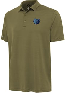 Antigua Memphis Grizzlies Mens Olive Alternate Reprocess Recycled Short Sleeve Polo