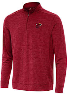 Antigua Miami Heat Mens Cardinal Alternate Bright Long Sleeve Qtr Zip Pullover