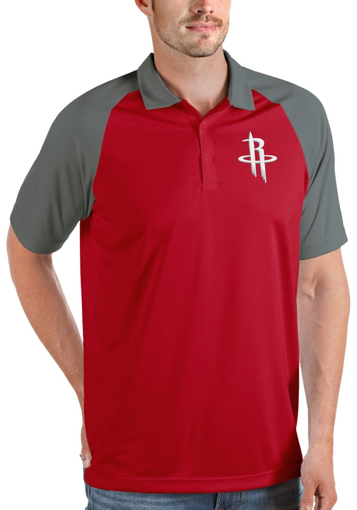 Antigua Houston Rockets Mens Red Nova Short Sleeve Polo