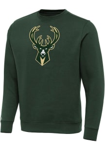 Antigua Milwaukee Bucks Mens Green Full Front Victory Long Sleeve Crew Sweatshirt