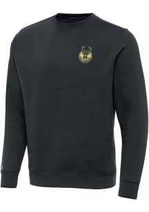Antigua Milwaukee Bucks Mens Charcoal Victory Long Sleeve Crew Sweatshirt