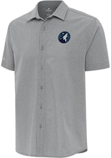 Antigua Minnesota Timberwolves Mens Grey Activate Short Sleeve Dress Shirt