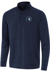 Antigua Minnesota Timberwolves Mens Navy Blue Bright Long Sleeve Qtr Zip Pullover