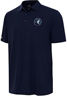 Antigua Minnesota Timberwolves Mens Navy Blue Era Short Sleeve Polo