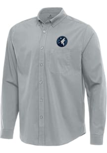 Antigua Minnesota Timberwolves Mens Grey Flight Long Sleeve Dress Shirt