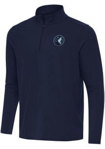 Antigua Minnesota Timberwolves Mens Navy Blue Intent Long Sleeve Qtr Zip Pullover