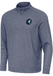 Antigua Minnesota Timberwolves Mens Navy Blue Subtle Long Sleeve Qtr Zip Pullover