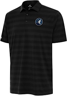 Antigua Minnesota Timberwolves Mens Black Tunnel Short Sleeve Polo