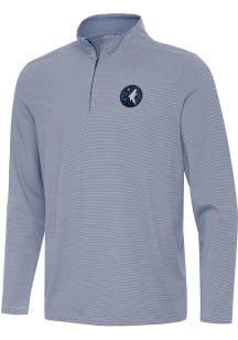 Antigua Minnesota Timberwolves Mens Navy Blue Twine Long Sleeve Qtr Zip Pullover