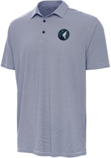 Antigua Minnesota Timberwolves Mens Navy Blue Twine Short Sleeve Polo