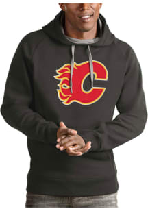 Antigua Calgary Flames Mens Charcoal Full Front Victory Long Sleeve Hoodie
