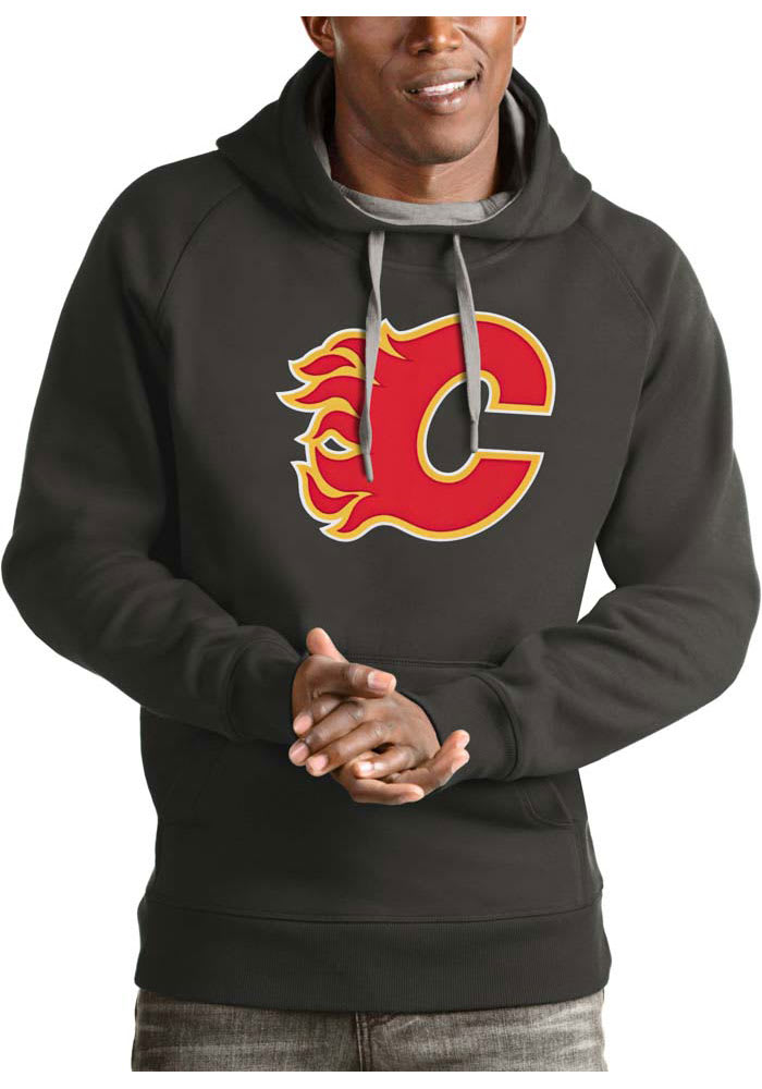 Antigua Calgary Flames Mens Charcoal Victory Long Sleeve Hoodie