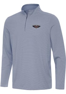 Antigua New Orleans Pelicans Mens Navy Blue Twine Long Sleeve Qtr Zip Pullover