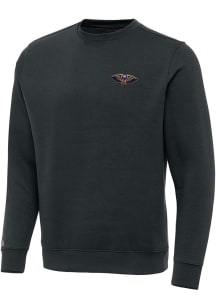 Antigua New Orleans Pelicans Mens Charcoal Victory Long Sleeve Crew Sweatshirt