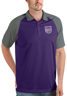 Antigua Sacramento Kings Mens Purple Nova Short Sleeve Polo