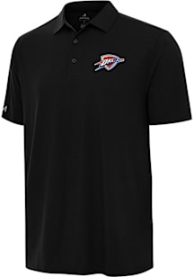 Antigua Oklahoma City Thunder Mens Black Alternate Era Short Sleeve Polo