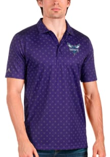 Antigua Charlotte Hornets Mens Purple Spark Short Sleeve Polo
