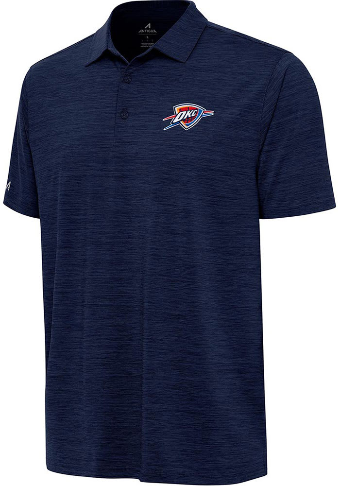 Antigua Oklahoma City Thunder Mens Navy Blue Alternate Layout Short Sleeve Polo