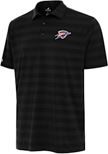 Antigua Oklahoma City Thunder Mens Black Alternate Tunnel Short Sleeve Polo