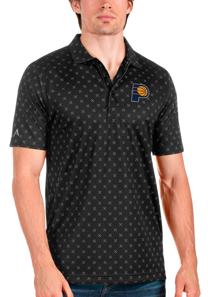 Antigua Indiana Pacers Mens Black Spark Short Sleeve Polo