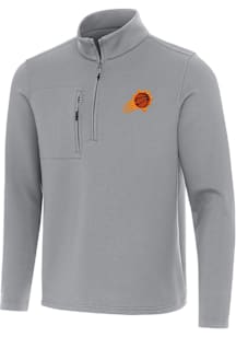 Antigua Phoenix Suns Mens Grey Insider Long Sleeve Qtr Zip Pullover