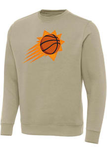 Antigua Phoenix Suns Mens Khaki Full Front Victory Long Sleeve Crew Sweatshirt