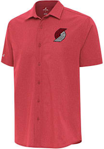 Antigua Portland Trail Blazers Mens Red Activate Short Sleeve Dress Shirt