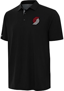 Antigua Portland Trail Blazers Mens Black Era Short Sleeve Polo