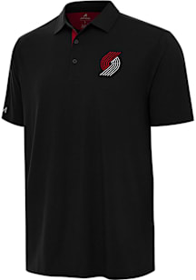 Antigua Portland Trail Blazers Mens Black Era Short Sleeve Polo