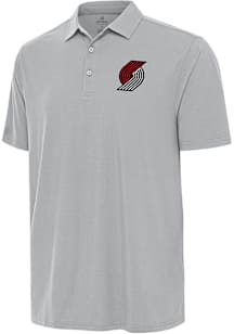 Antigua Portland Trail Blazers Mens Grey Era Short Sleeve Polo