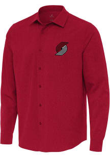 Antigua Portland Trail Blazers Mens Red Exposure Long Sleeve Dress Shirt