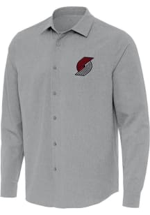 Antigua Portland Trail Blazers Mens Grey Exposure Long Sleeve Dress Shirt
