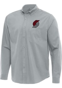 Antigua Portland Trail Blazers Mens Grey Flight Long Sleeve Dress Shirt