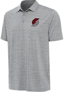 Antigua Portland Trail Blazers Mens Grey Layout Short Sleeve Polo