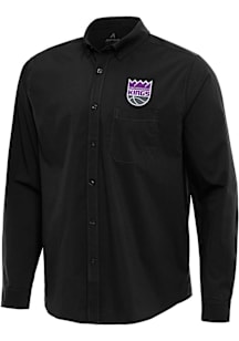 Antigua Sacramento Kings Mens Black Flight Long Sleeve Dress Shirt