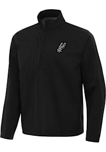 Antigua San Antonio Spurs Mens Black Brisk Long Sleeve Qtr Zip Pullover