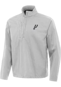 Antigua San Antonio Spurs Mens Grey Brisk Long Sleeve Qtr Zip Pullover