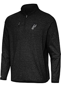 Antigua San Antonio Spurs Mens Black Certain Long Sleeve Qtr Zip Pullover