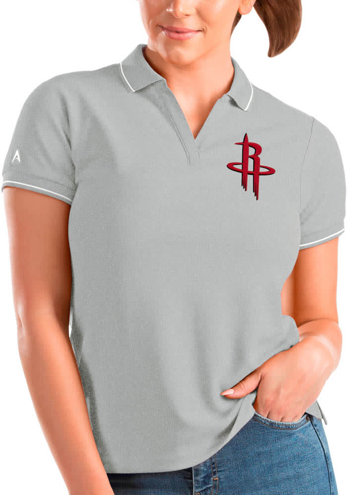 Antigua Houston Rockets Womens Grey Affluent Short Sleeve Polo Shirt